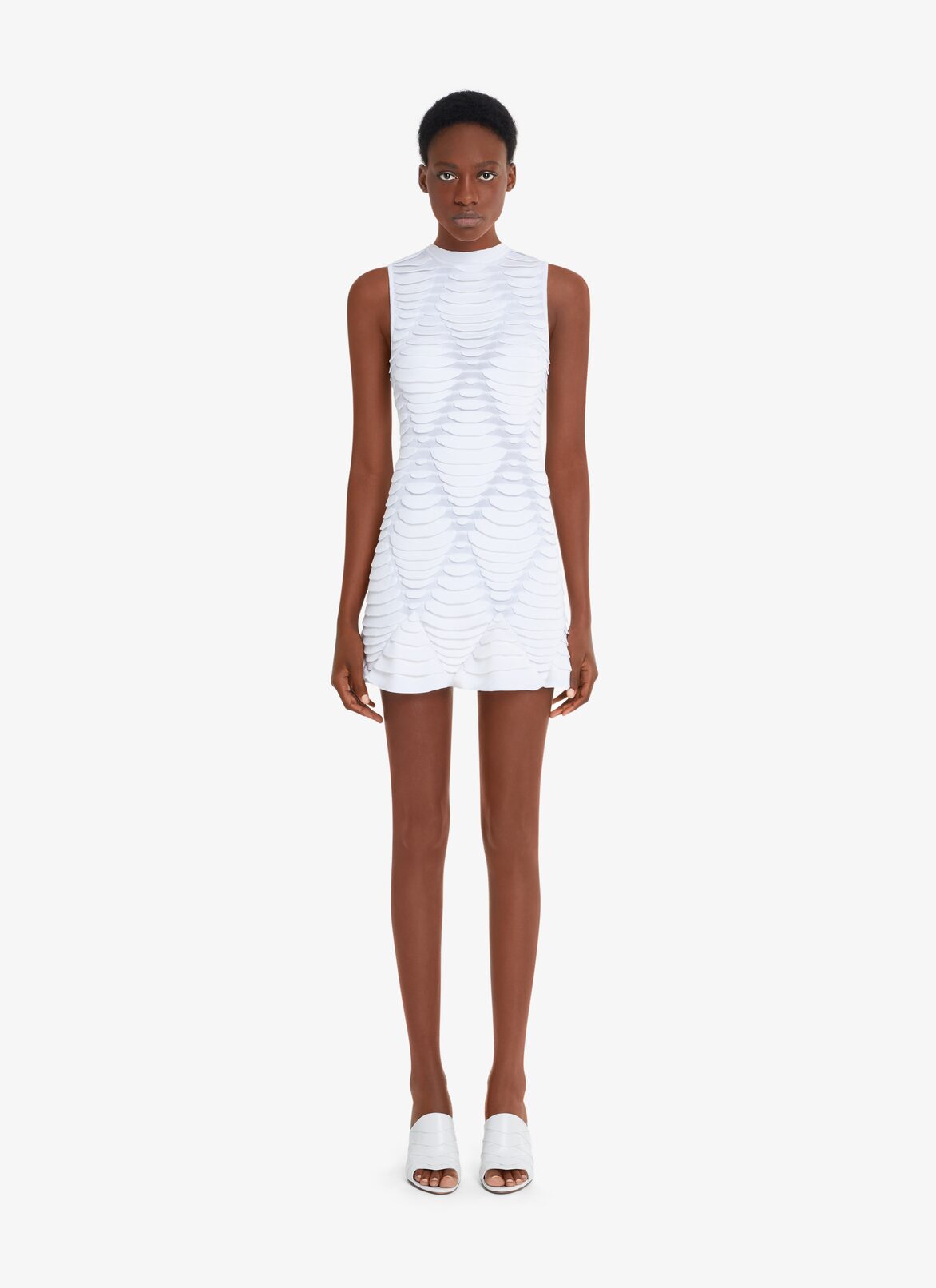 Short dress in python knit ALAÏA WHITE SHORT DRESS IN PYTHON KNIT